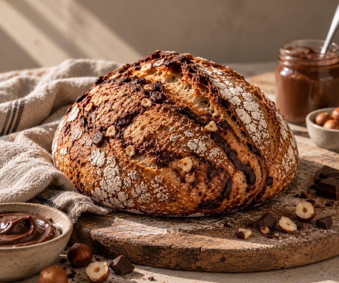 Schokocreme: süßes Sauerteigbrot mit Schokoladencreme